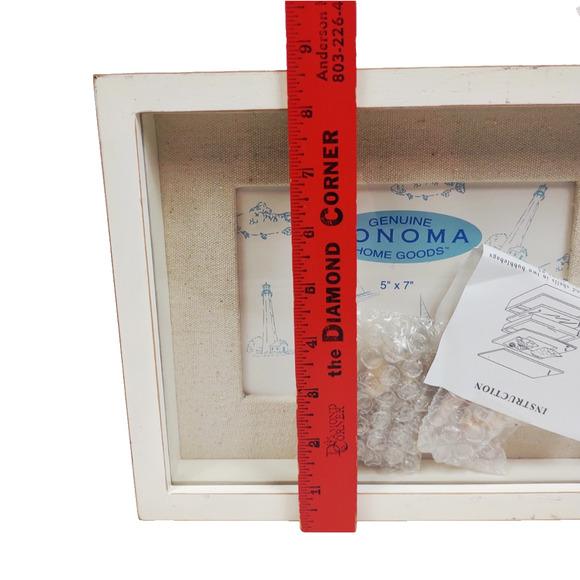 SONOMA GOODS Wood Nautical Shadow Box Photo Frame w Shells Cream Home Decor 5x7" - Picture 5 of 8